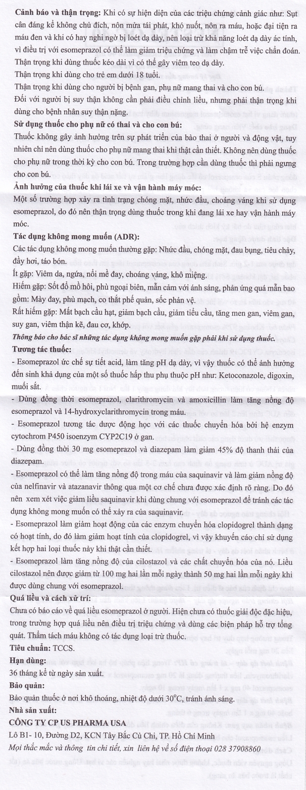 Hình ảnh Thuốc Nesteloc 40 USP dùng ức chế bài tiết dịch vị acid dạ dày (3 vỉ x 10 viên)