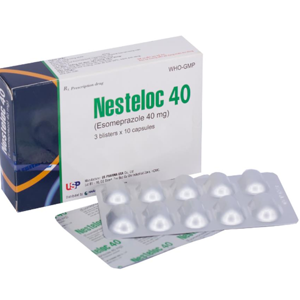 Hình ảnh Thuốc Nesteloc 40 USP dùng ức chế bài tiết dịch vị acid dạ dày (3 vỉ x 10 viên)