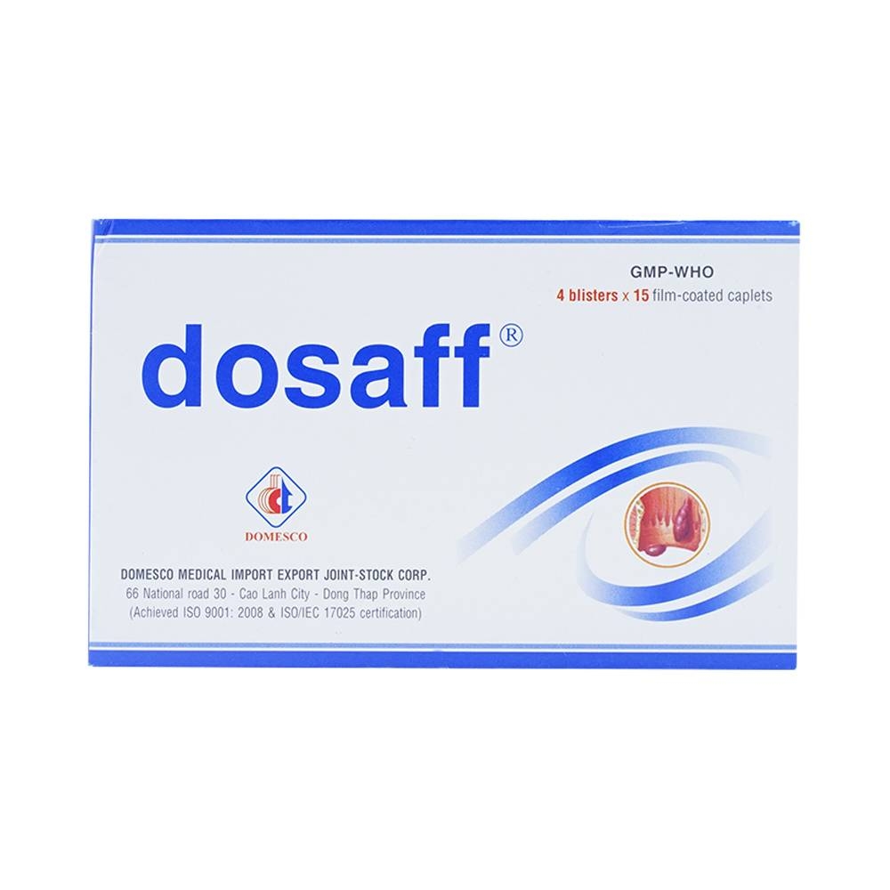 Hình ảnh Thuốc Dosaff Domesco điều trị triệu chứng liên quan đến cơn trĩ cấp (4 vỉ x 15 viên)