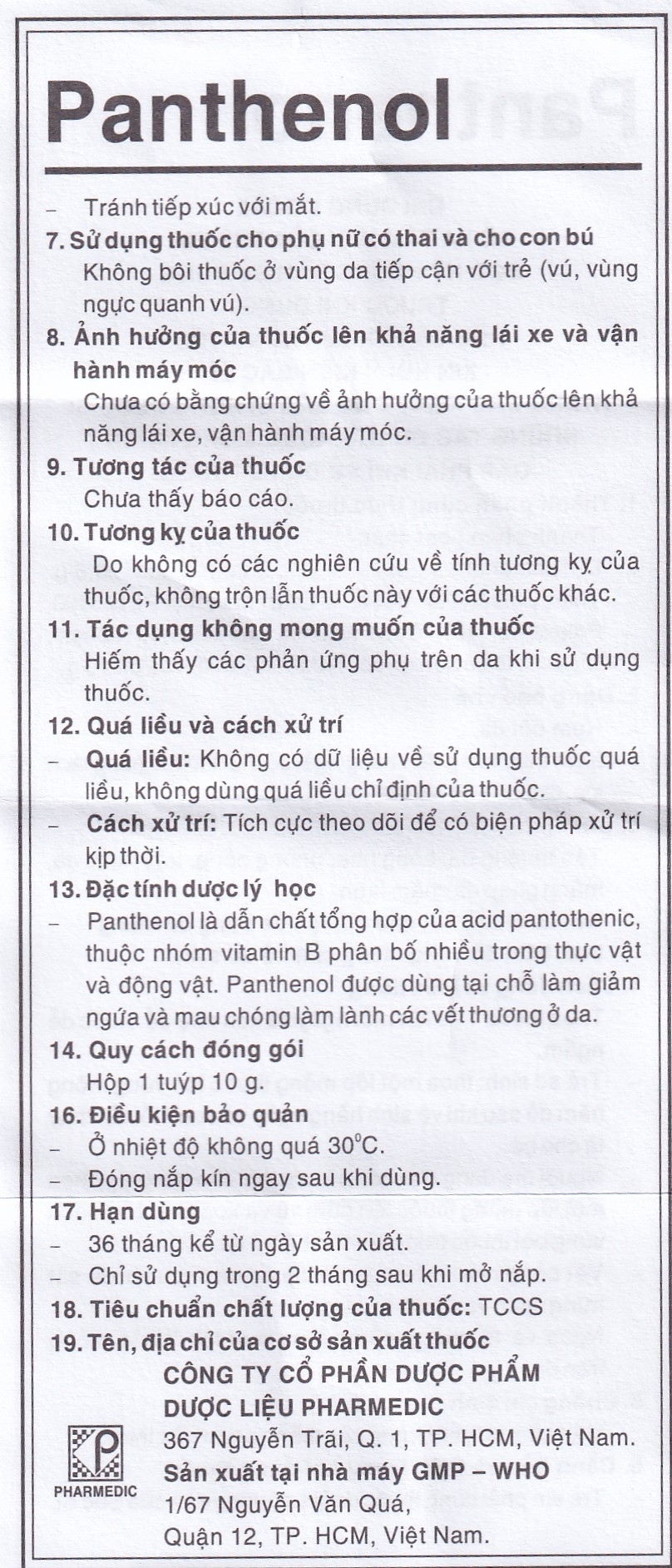 Hình ảnh Kem bôi da Panthenol Pharmedic điều trị tổn thương da, bỏng nhẹ, nứt da chân, nứt đầu vú (10g)