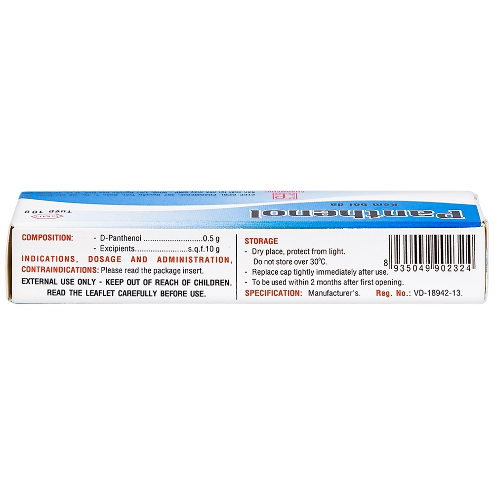 Hình ảnh Kem bôi da Panthenol Pharmedic điều trị tổn thương da, bỏng nhẹ, nứt da chân, nứt đầu vú (10g)