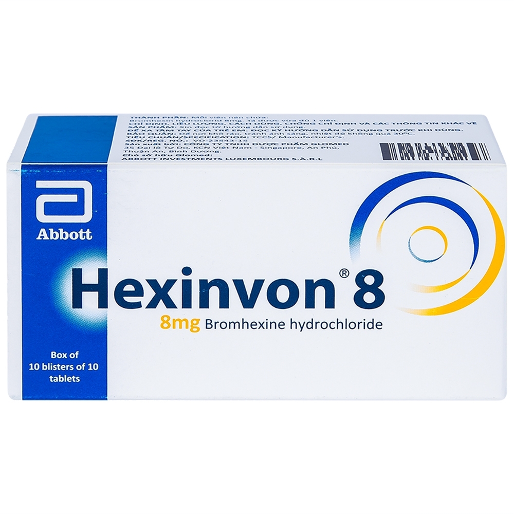 Hình ảnh Thuốc Hexinvon 8 Glomed điều trị tiết chất nhầy bất thường trong viêm phế quản cấp tính và mạn tính (10 vỉ x 10 viên)