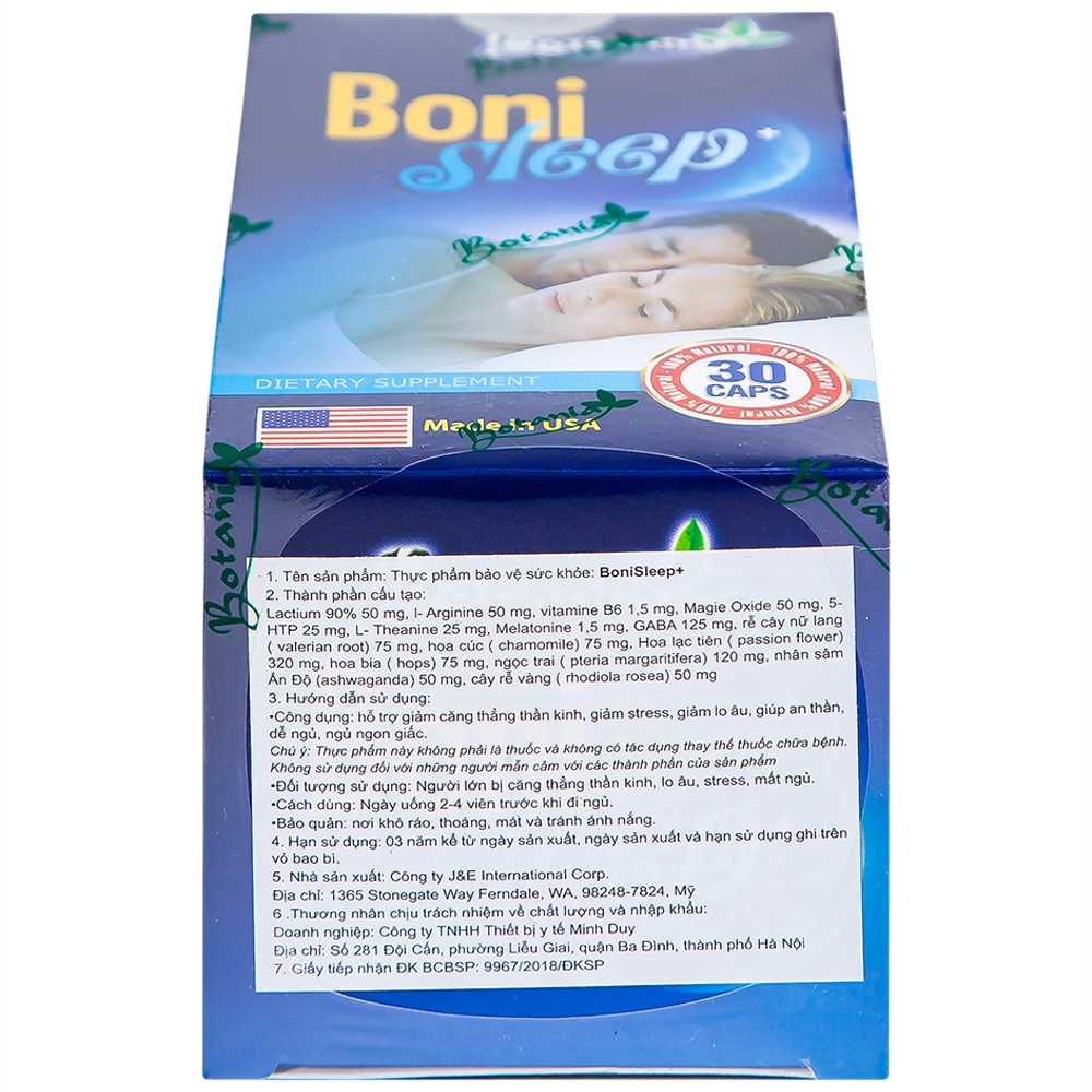 Hình ảnh Viên uống Bonisleep Botania giúp an thần, giảm căng thẳng thần kinh (30 viên)