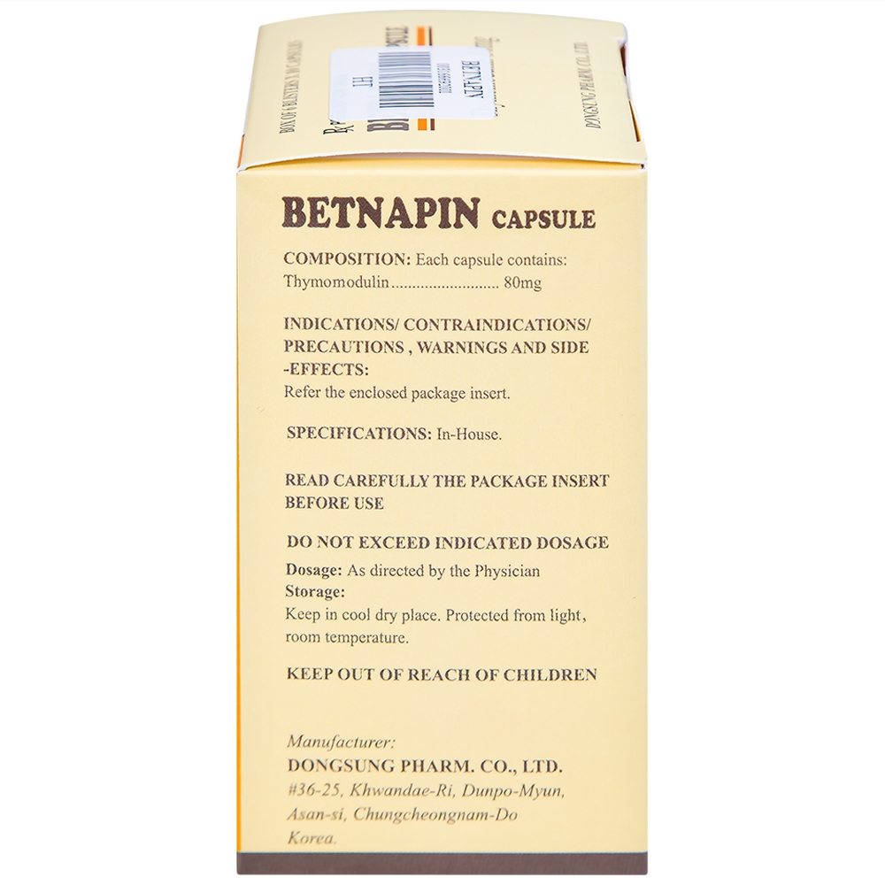 Hình ảnh Thuốc Betnapin 80mg DongSung điều trị dị ứng, mày đay mạn tính (6 vỉ x 10 viên)