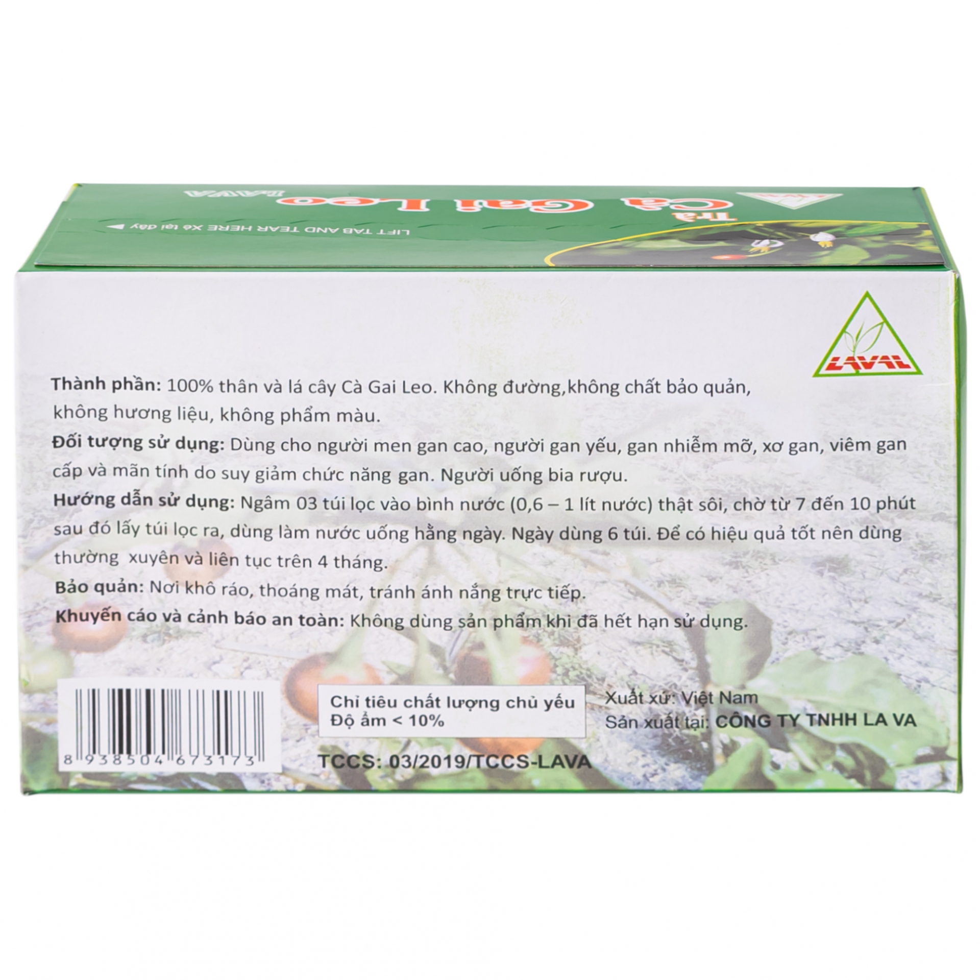 Hình ảnh Trà túi lọc Cà Gai Leo Lava hỗ trợ bổ gan, giải độc gan, hạ men gan (5g x 30 túi)