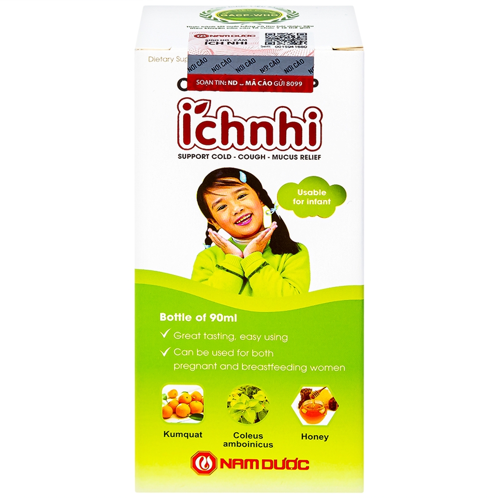 Hình ảnh Siro ho cảm Ích Nhi Nam Dược hỗ trợ giải cảm, giảm ho, tiêu đờm (90ml)