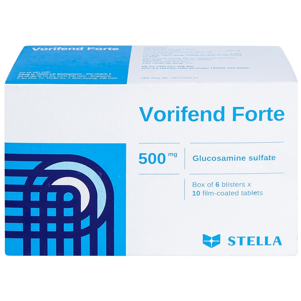Hình ảnh Thuốc Vorifend Forte 500mg Stella giảm triệu chứng của thoái hoá khớp gối (6 vỉ x 10 viên)