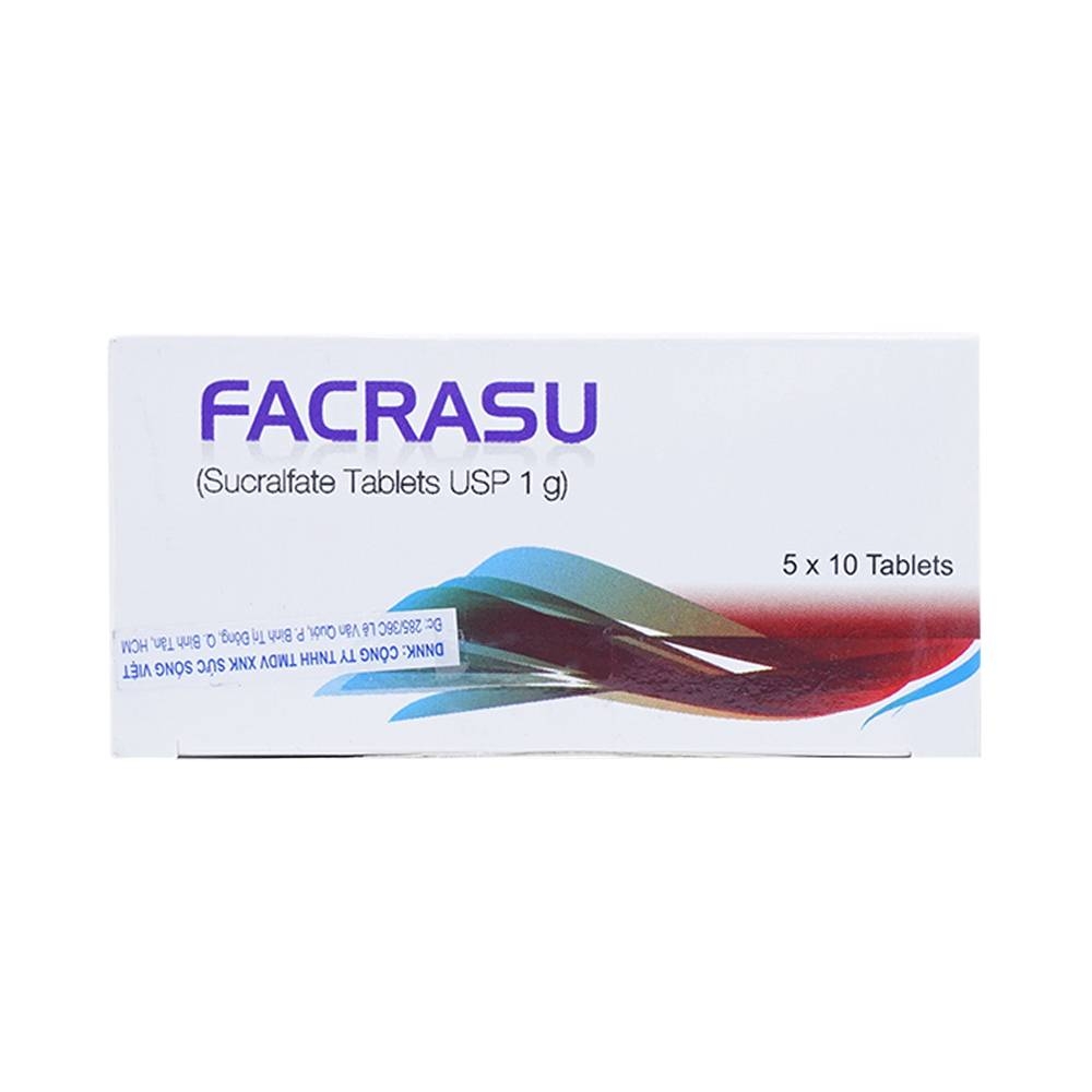 Hình ảnh Thuốc Facrasu 1g Aurochem Pharma điều trị loét dạ dày tá tràng (5 vỉ x 10 viên)