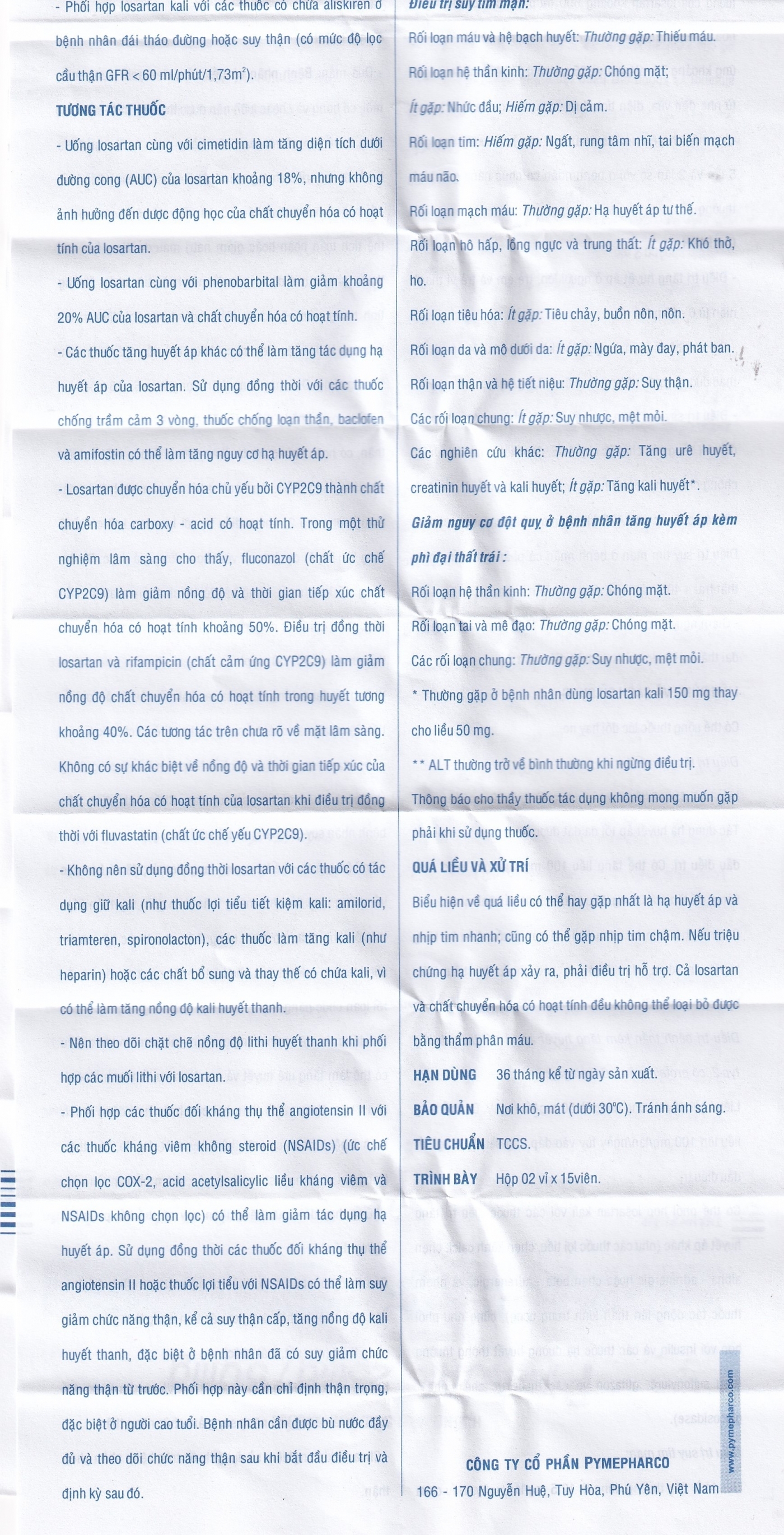 Hình ảnh Thuốc Pyzacar 50 Pymepharco chống tăng huyết áp (2 vỉ x 15 viên)