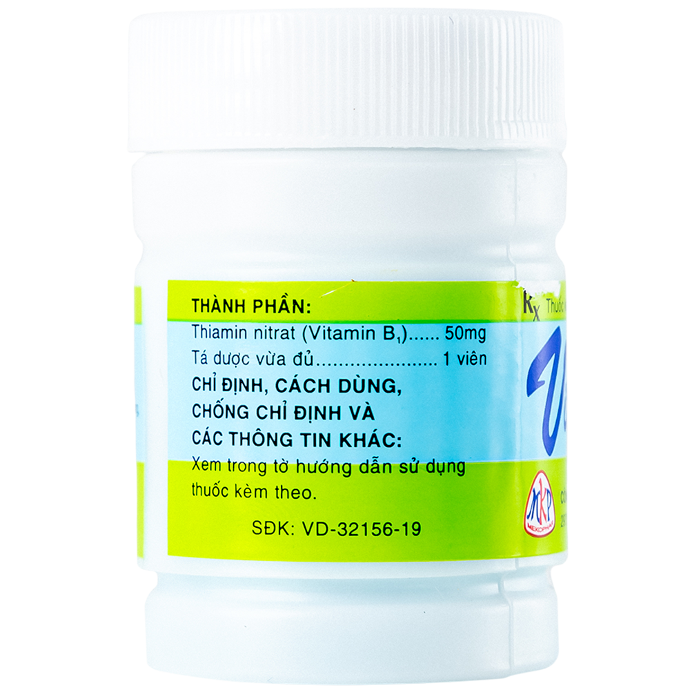 Hình ảnh Thuốc Vitamin B1 50mg Mekophar điều trị thiếu Vitamin B (100 viên)