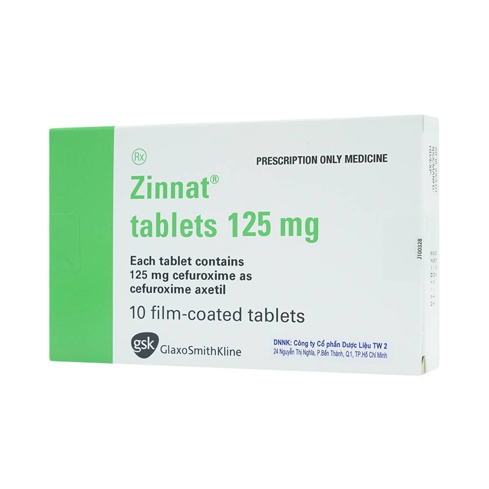 Hình ảnh Thuốc Zinnat tablets 125mg GSK điều trị các chứng nhiễm khuẩn (1 vỉ x 10 viên)