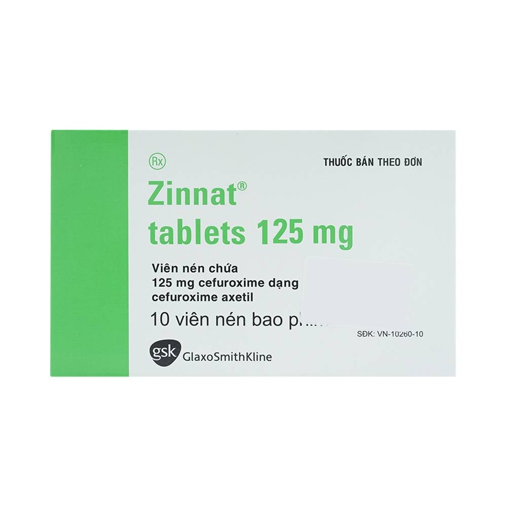 Hình ảnh Thuốc Zinnat tablets 125mg GSK điều trị các chứng nhiễm khuẩn (1 vỉ x 10 viên)