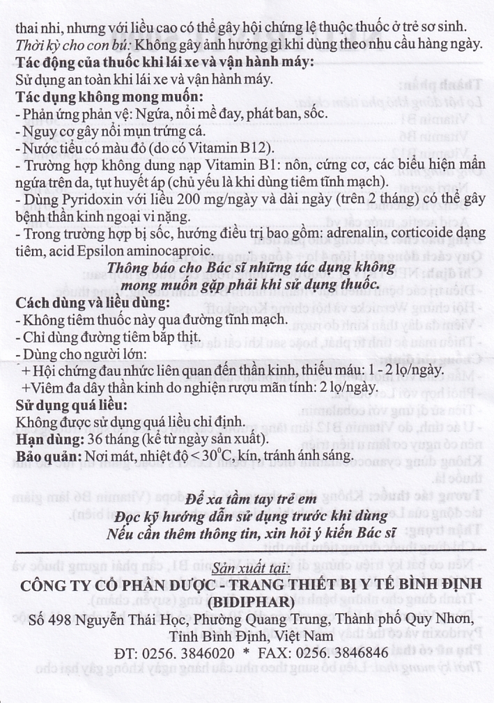 Hình ảnh Bột pha tiêm Neutrivit 5000 Bidiphar điều trị viêm thần kinh (4 cặp)