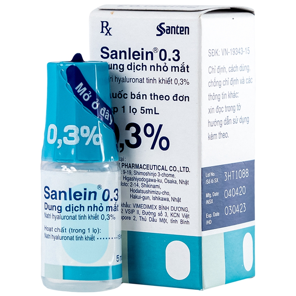 Hình ảnh Thuốc nhỏ mắt Sanlein 0.3% Santen hỗ trợ điều trị rối loạn biểu mô kết giác mạc (5ml)