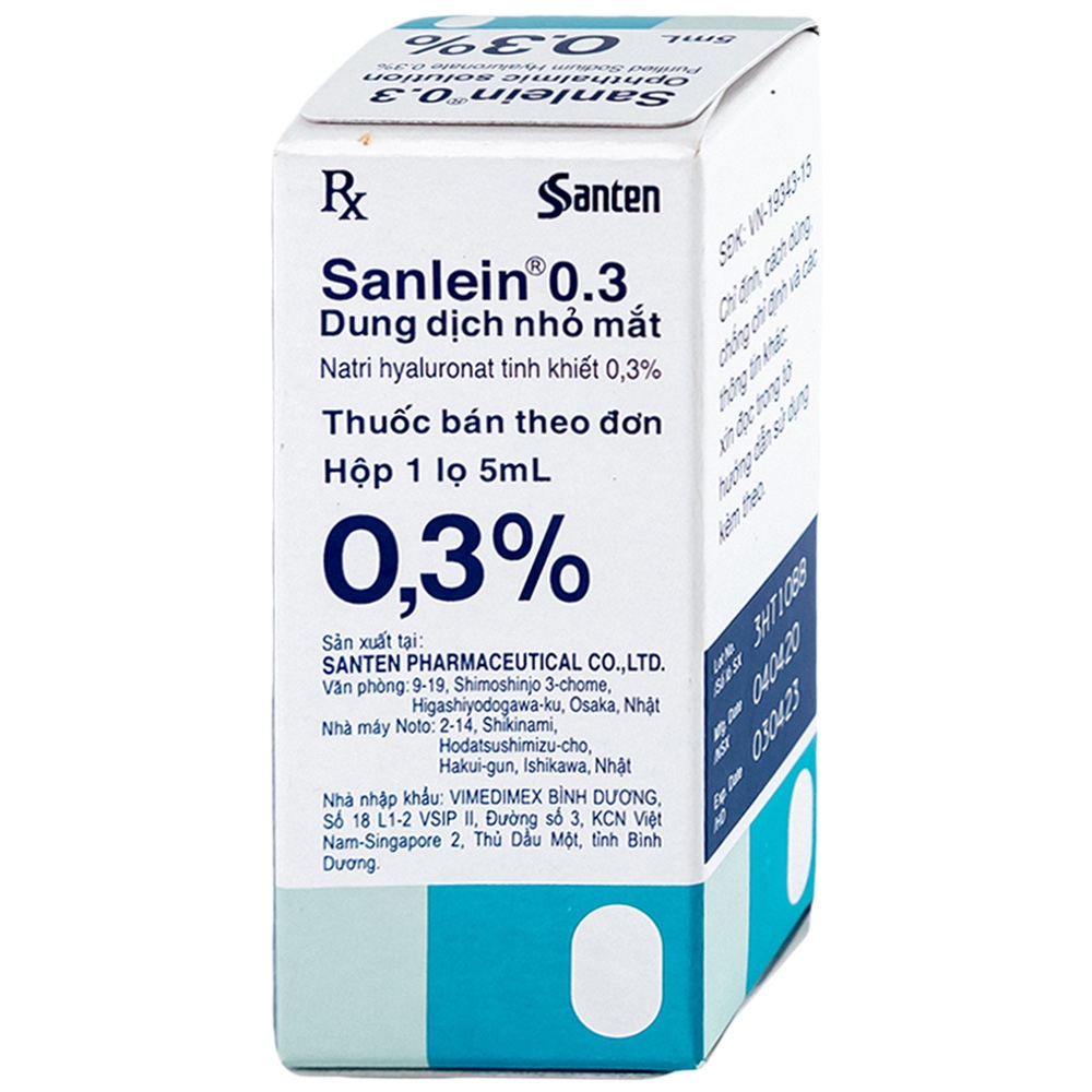 Hình ảnh Thuốc nhỏ mắt Sanlein 0.3% Santen hỗ trợ điều trị rối loạn biểu mô kết giác mạc (5ml)