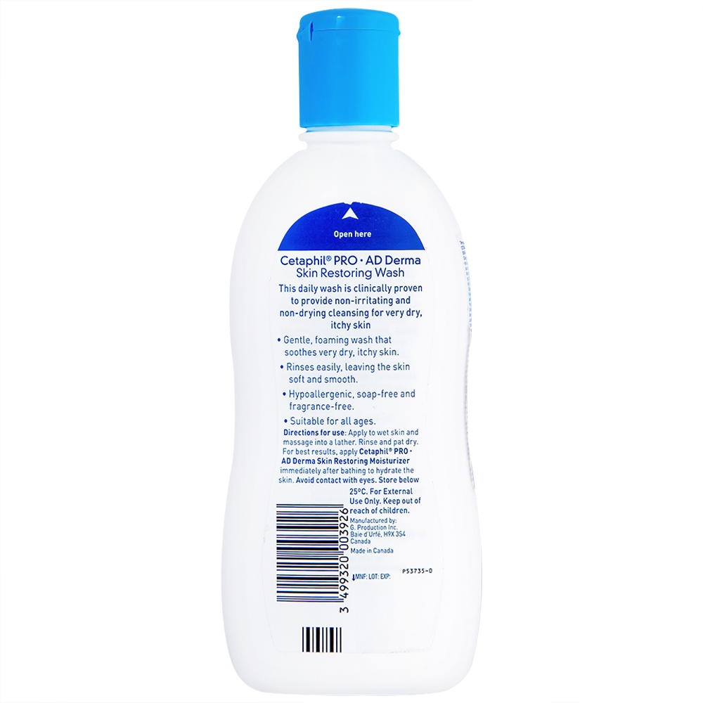 Hình ảnh Sữa tắm Cetaphil Pro AD Derma Skin Restoring Wash dành cho da khô, da cơ địa (295ml)