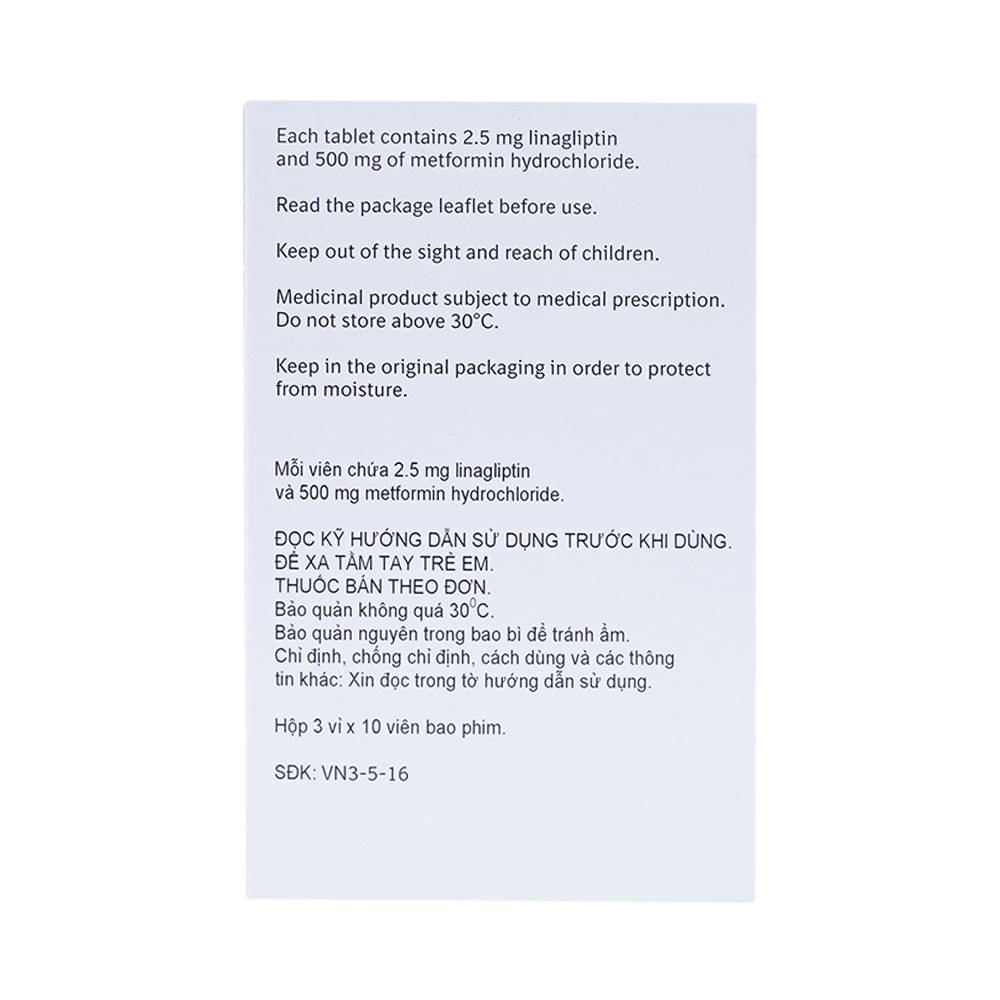 Hình ảnh Thuốc Trajenta Duo 2.5mg/500mg Boehringer điều trị đái tháo đường típ 2 (3 vỉ x 10 viên)