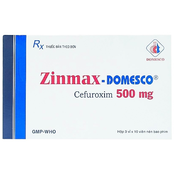 Hình ảnh Thuốc Zinmax-Domesco 500mg điều trị nhiễm khuẩn da, nhiễm khuẩn đường tiết niệu (3 vỉ x 10 viên)