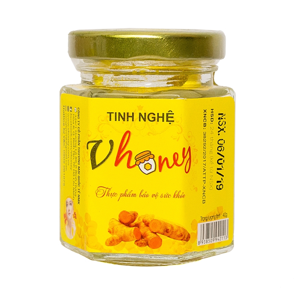 Hình ảnh Tinh Nghệ Nguyên Chất Vhoney hỗ trợ chức năng tiêu hóa, giảm tổn thương dạ dày và tá tràng (40g)