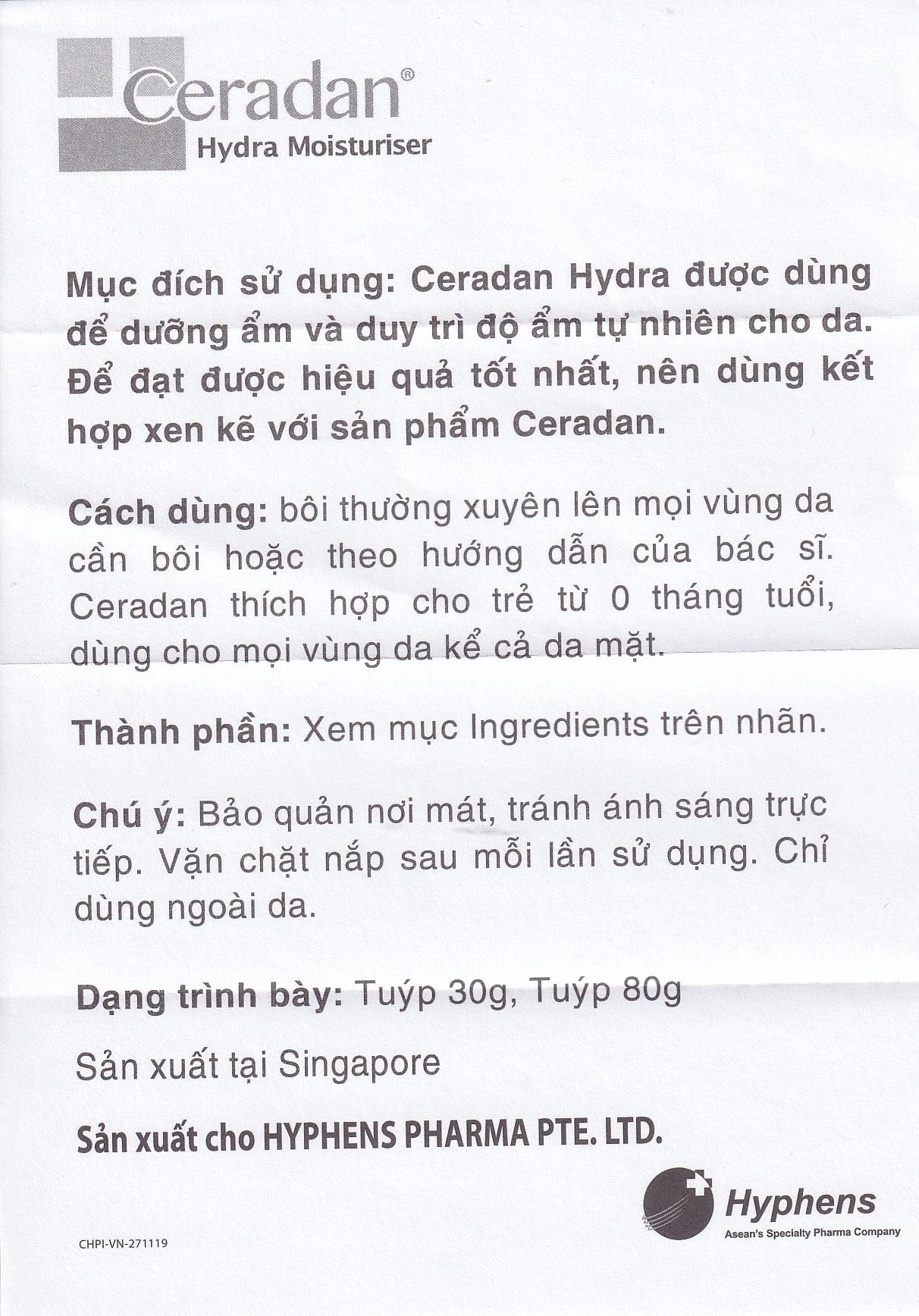 Hình ảnh Kem dưỡng ẩm Ceradan Ceramide Hydra Moisturiser dành cho da khô và nhạy cảm (30g)