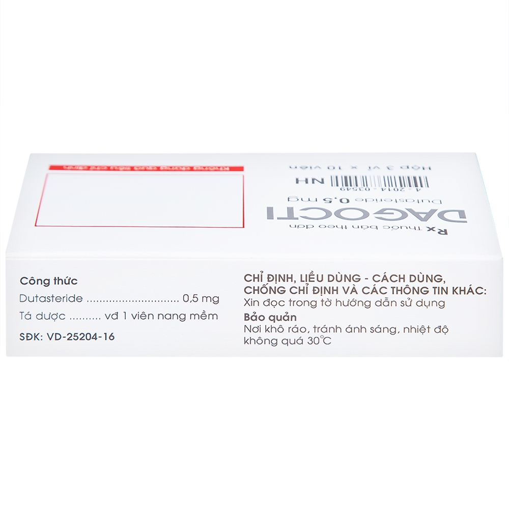Hình ảnh Thuốc Dagocti 0.5mg Medbolide điều trị và phòng ngừa sự tiến triển của bệnh tăng sản lành tính tuyến tiền liệt (30 viên)
