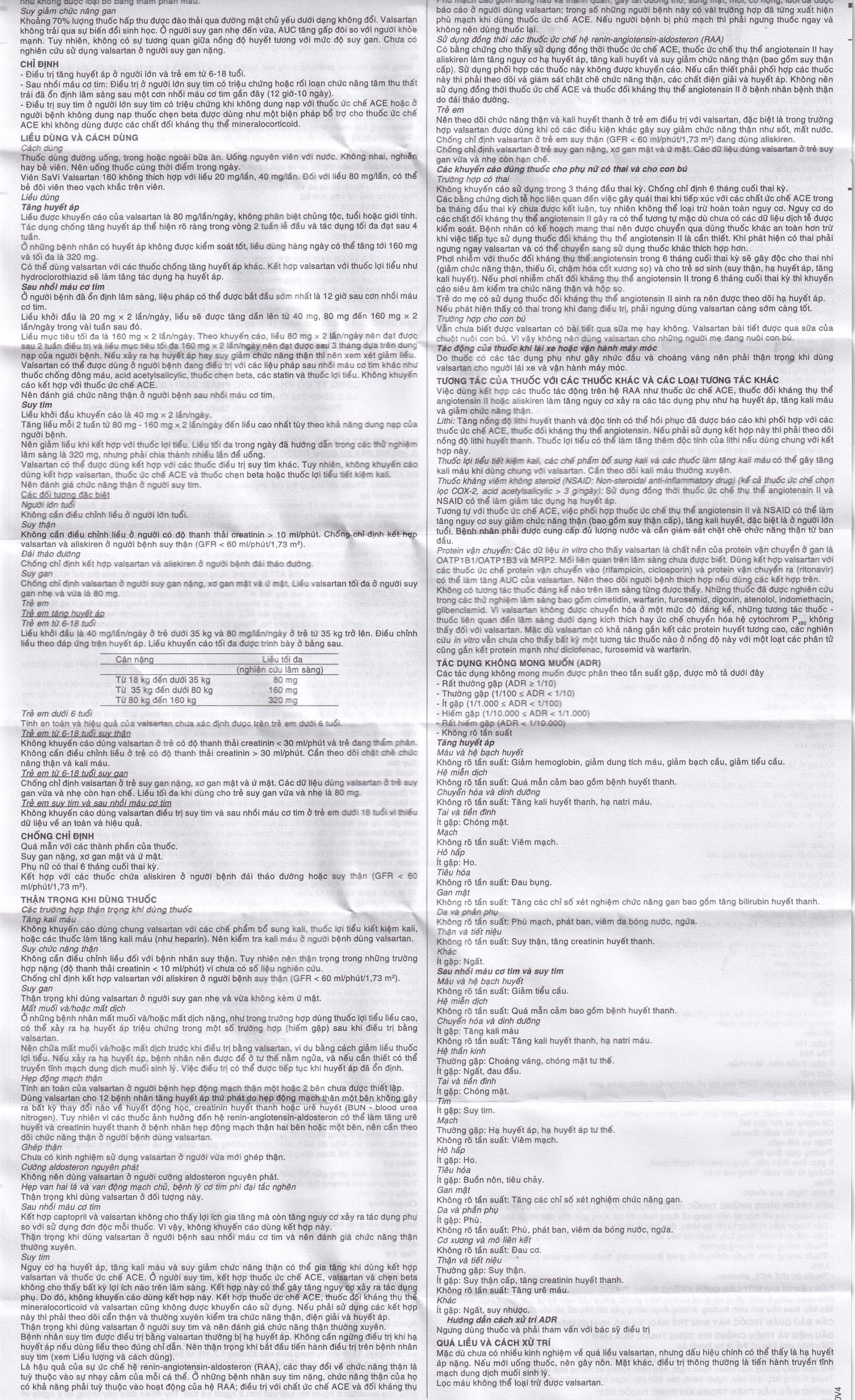 Hình ảnh Thuốc Savi Valsartan 160 điều trị tăng huyết áp, nhồi máu cơ tim (3 vỉ x 10 viên)