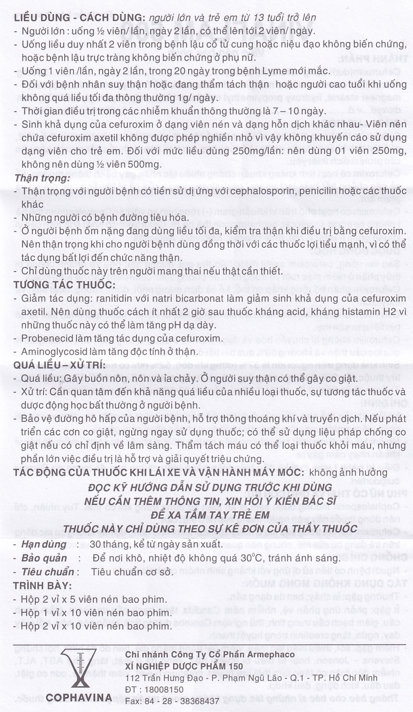 Hình ảnh Thuốc kháng sinh Vinaflam 500 điều trị nhiễm khuẩn đường hô hấp nhẹ vừa (2 vỉ x 5 viên)