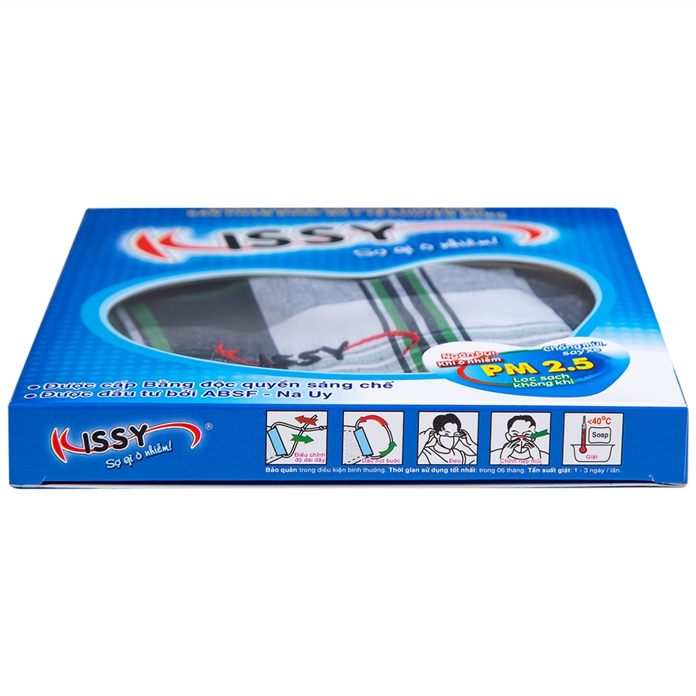 Hình ảnh Khẩu trang sợi hoạt tính Kissy size L 3 lớp giúp lọc sạch không khí, ngăn bụi, khí ô nhiễm