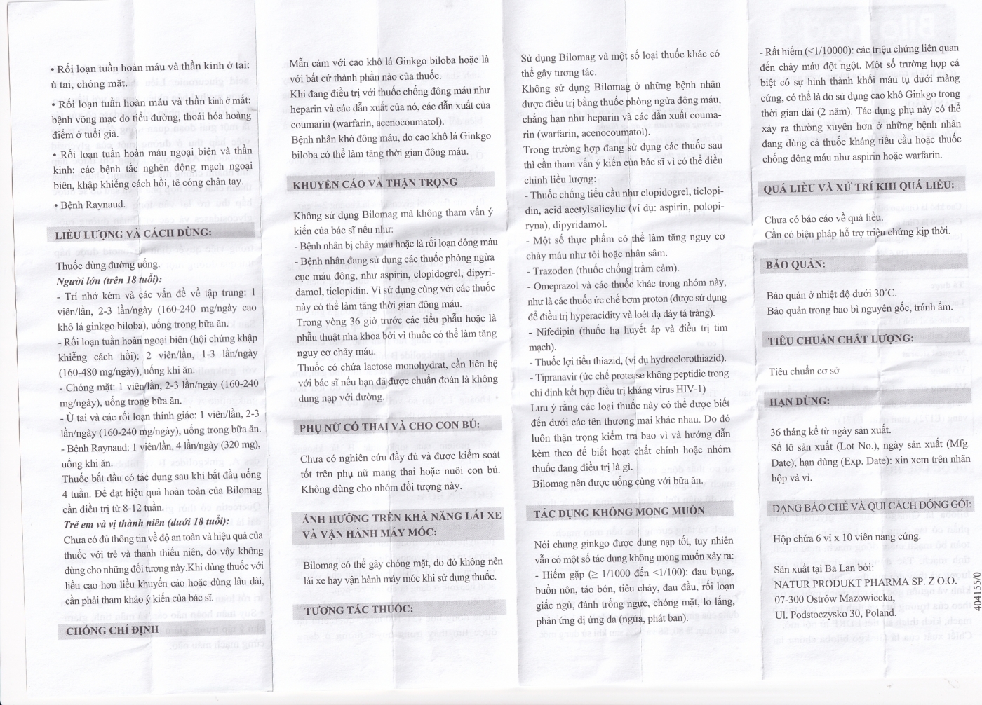 Hình ảnh Thuốc Bilomag 80mg Natur Produkt Pharma điều trị suy tuần hoàn não, giảm chú ý tập trung (6 vỉ x 10 viên)