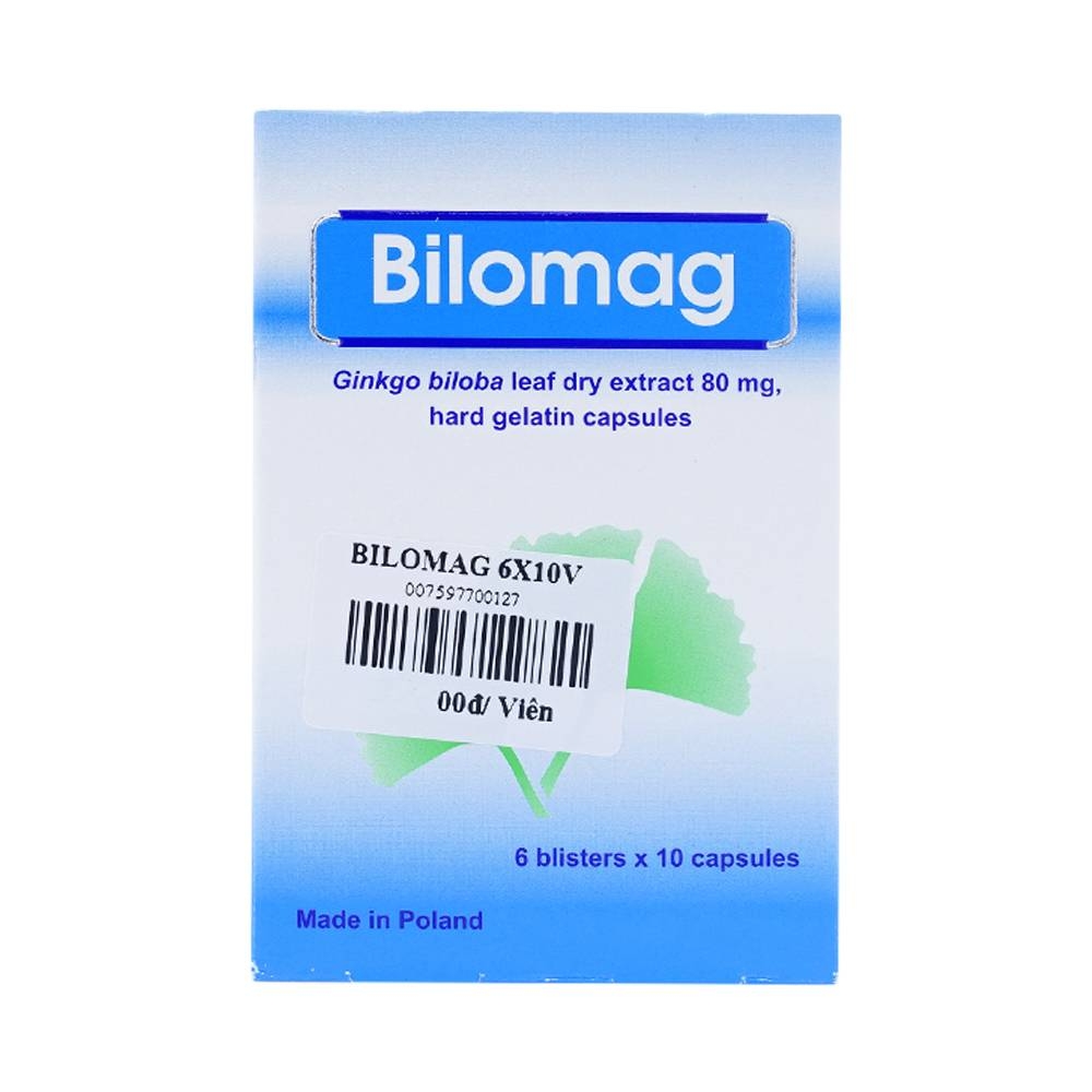 Hình ảnh Thuốc Bilomag 80mg Natur Produkt Pharma điều trị suy tuần hoàn não, giảm chú ý tập trung (6 vỉ x 10 viên)