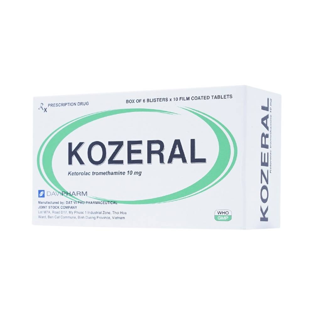 Hình ảnh Viên nén Kozeral 10mg DaviPharm điều trị đau vừa tới nặng sau phẫu thuật (6 vỉ x 10 viên)