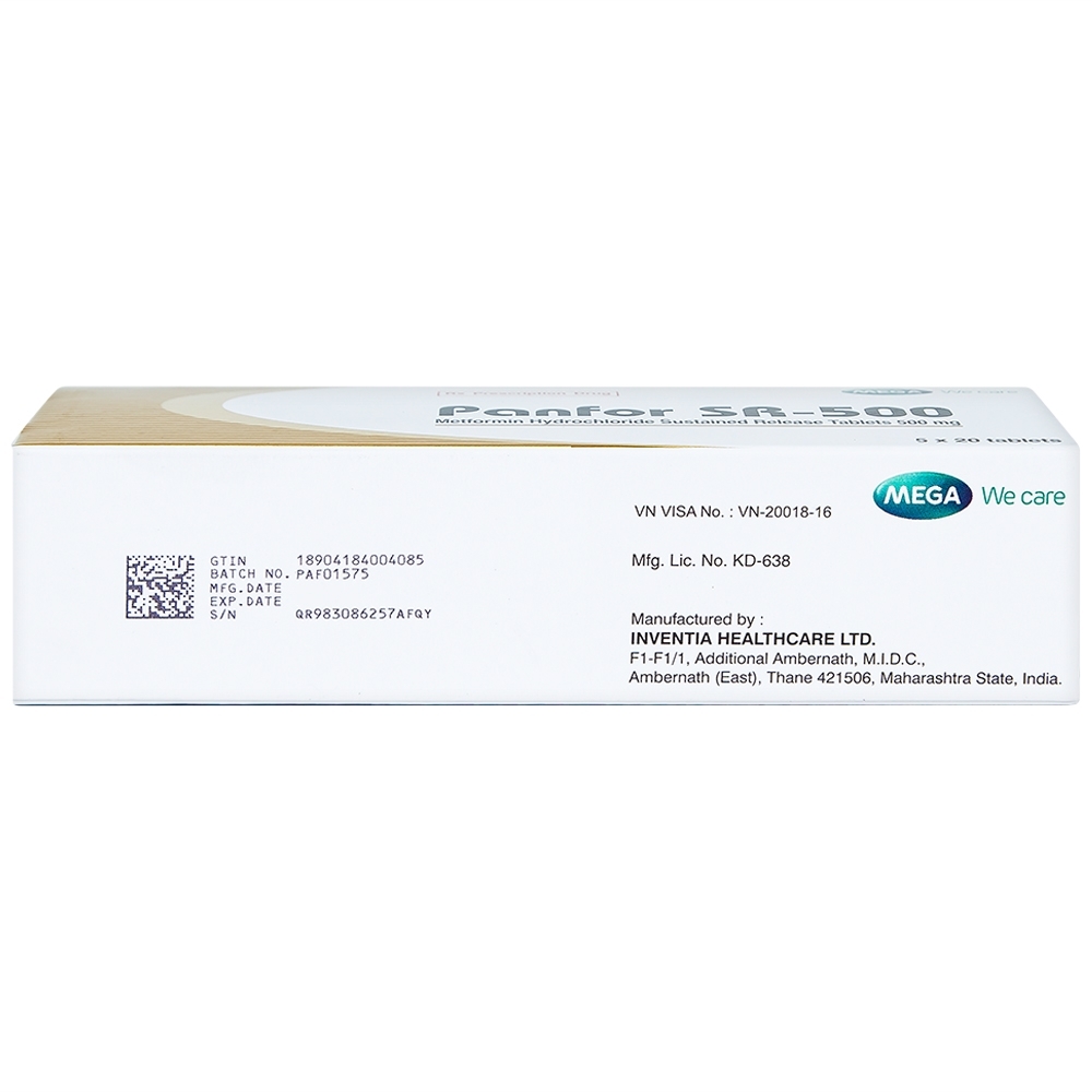 Hình ảnh Viên nén Panfor SR-500 MEGA We Care điều trị bệnh đái tháo đường típ 2 (5 vỉ x 20 viên)