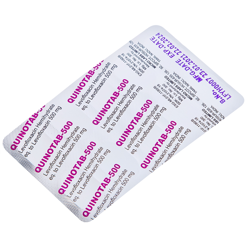 Hình ảnh Thuốc Quinotab-500 Micro điều trị các chứng nhiễm trùng (1 vỉ x 10 viên) 