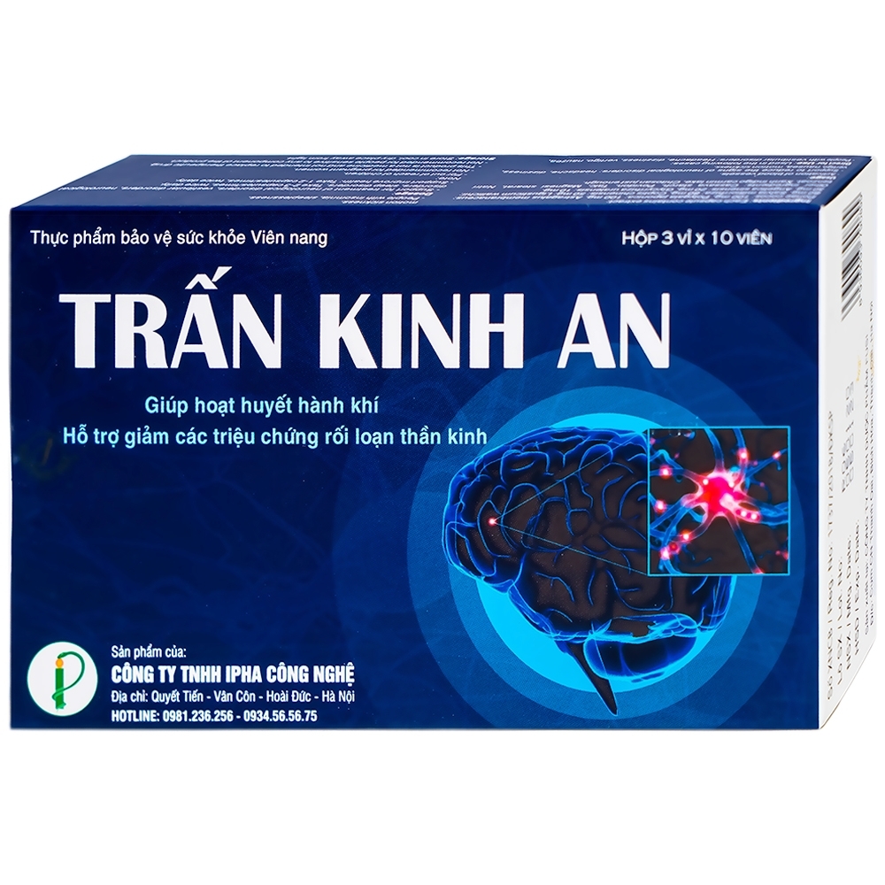 Hình ảnh Viên uống Trấn Kinh An IPHA giúp hoạt huyết hành khí, giảm các triệu chứng rối loạn thần kinh (3 vỉ x 10 viên)