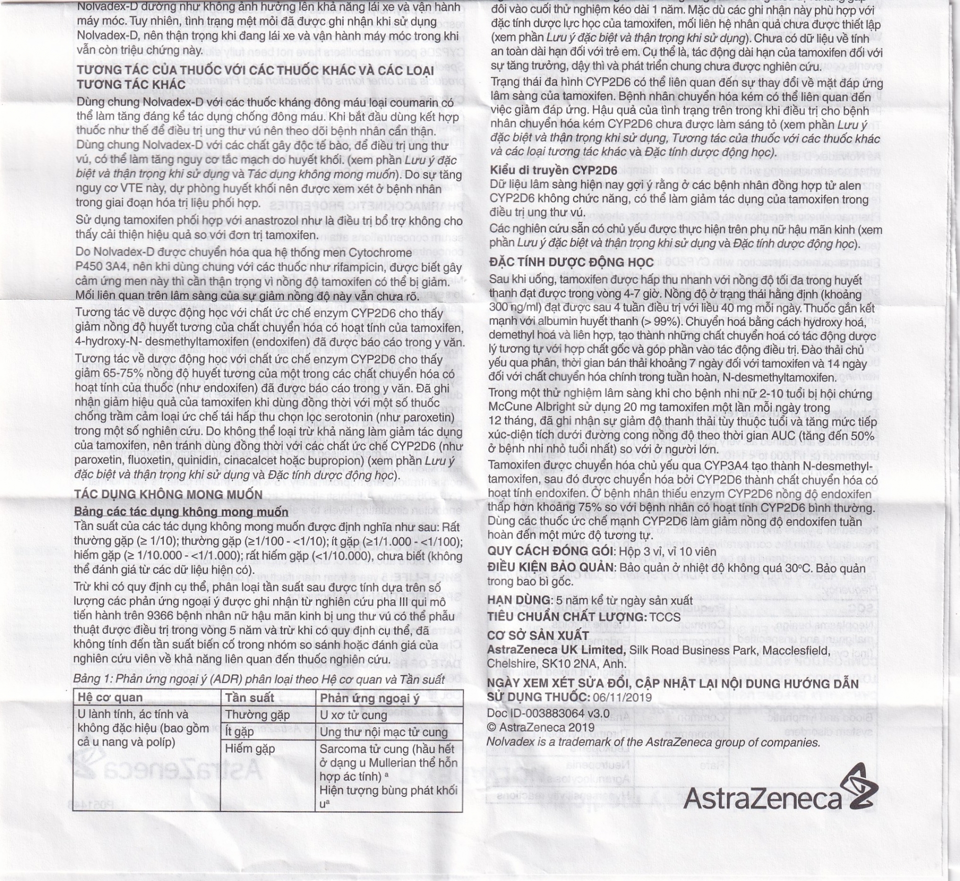 Hình ảnh Viên nén Nolvadex-D AstraZeneca điều trị ung thư vú (3 vỉ x 10 viên)