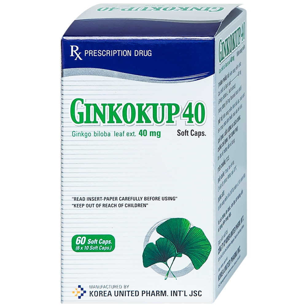 Hình ảnh Thuốc Ginkokup 40 Korea United điều trị bệnh sa sút trí tuệ, bệnh Alzheimer, rối loạn mạch máu não (6 vỉ x 10 viên)