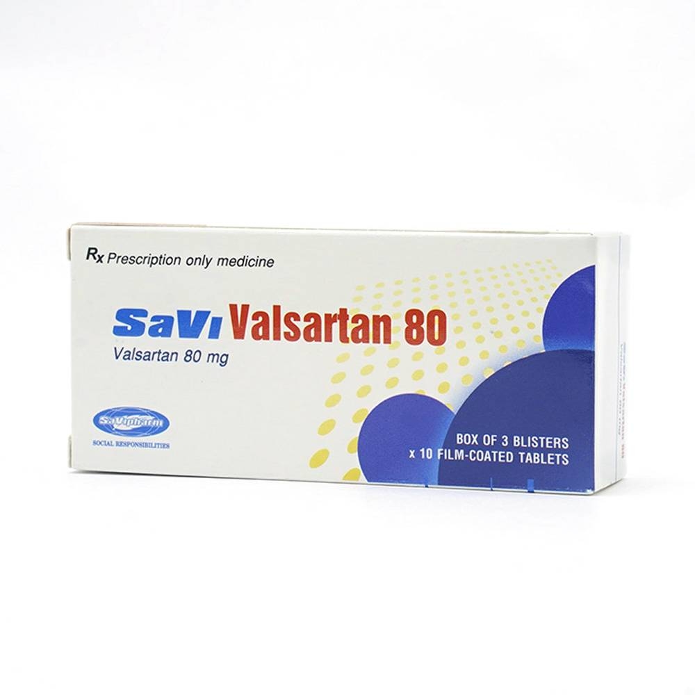 Hình ảnh Thuốc Savi Valsartan 80 điều trị tăng huyết áp, nhồi máu cơ tim (3 vỉ x 10 viên)