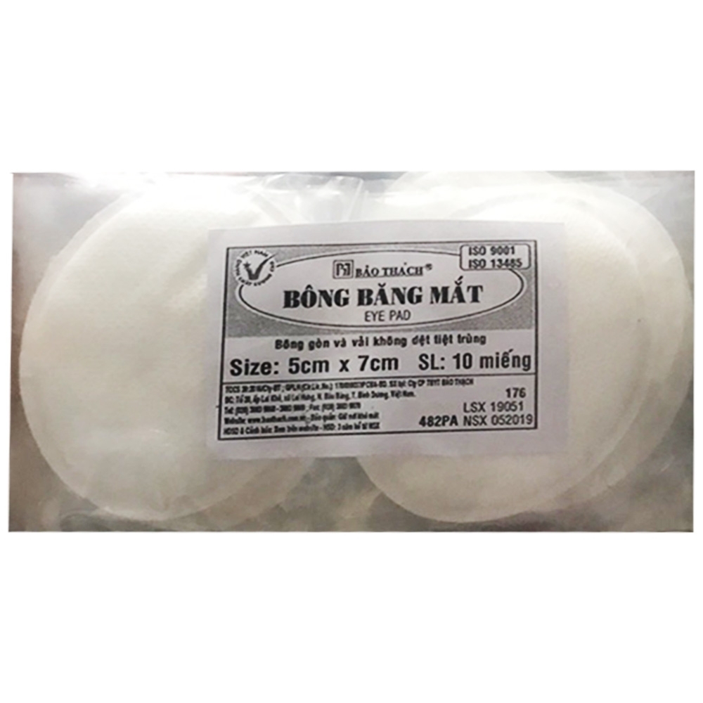 Hình ảnh Bông băng mắt Bảo Thạch (5cm x 7cm) thấm hút cao, không gây kích ứng da (10 miếng)