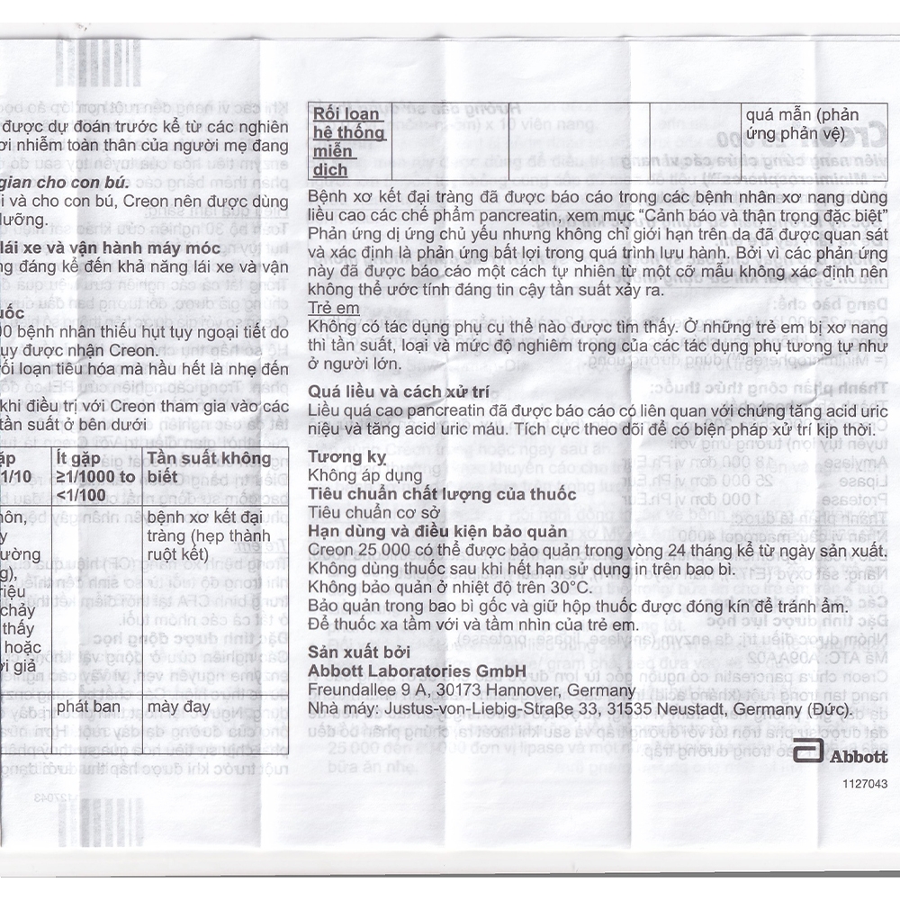 Hình ảnh Thuốc Creon 25000 Abbott điều trị thiểu năng tụy ngoại tiết (20 viên)