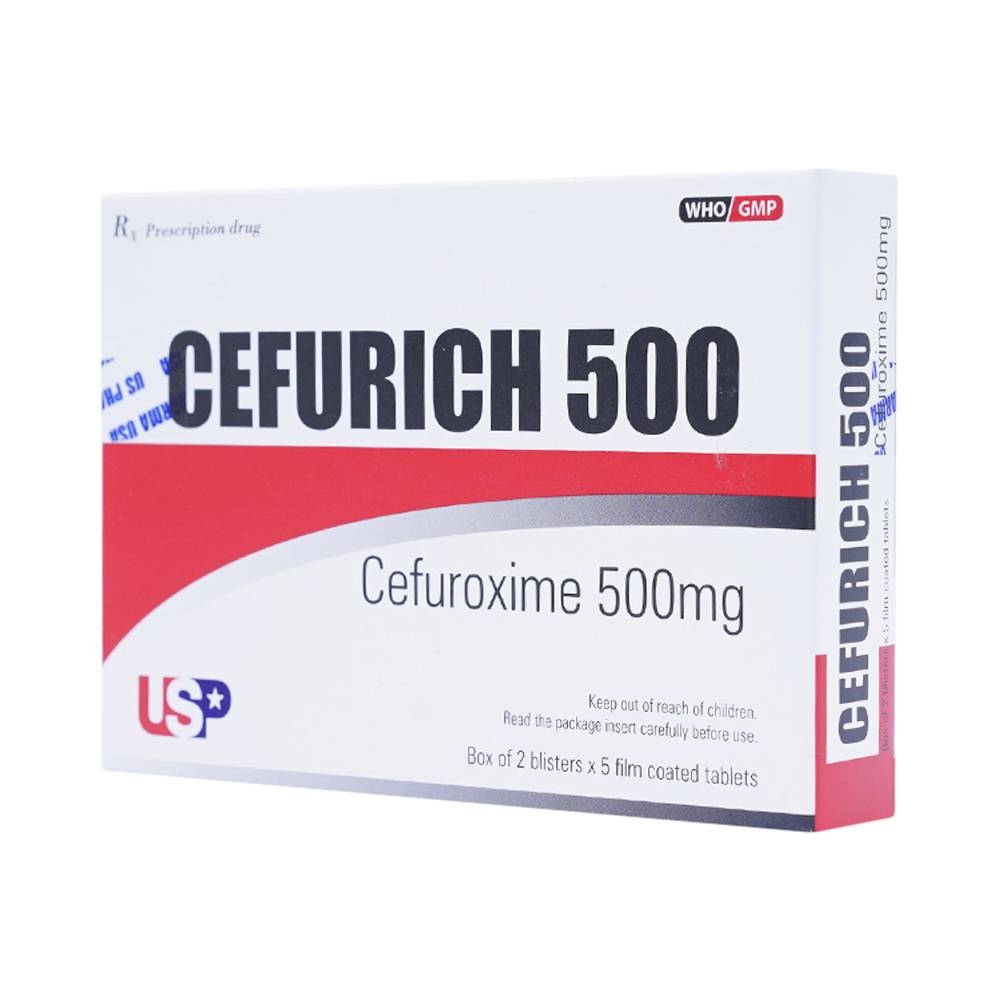 Hình ảnh Thuốc Cefurich 500mg USP điều trị nhiễm khuẩn (2 vỉ x 5 viên)