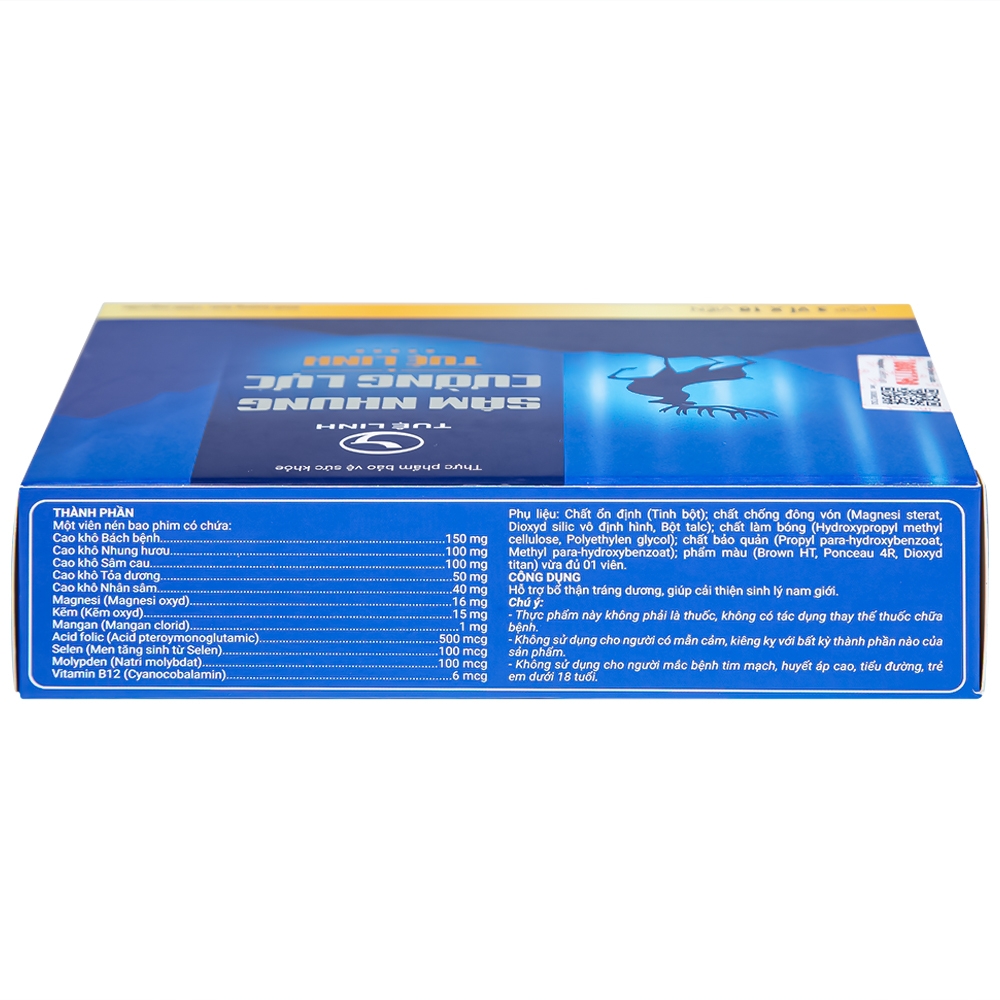 Hình ảnh Viên nén Sâm Nhung Cường Lực Tuệ Linh giúp bổ thận tráng dương, bổ khí huyết (3 vỉ x 10 viên)