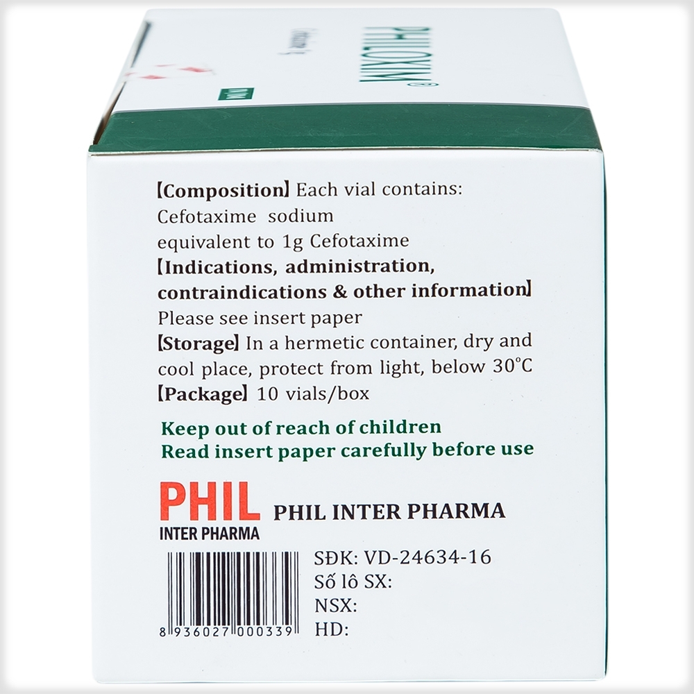 Hình ảnh Bột pha tiêm Philoxim 1g Phil Inter Pharma điều trị nhiễm trùng do các chủng vi khuẩn (10 chai)