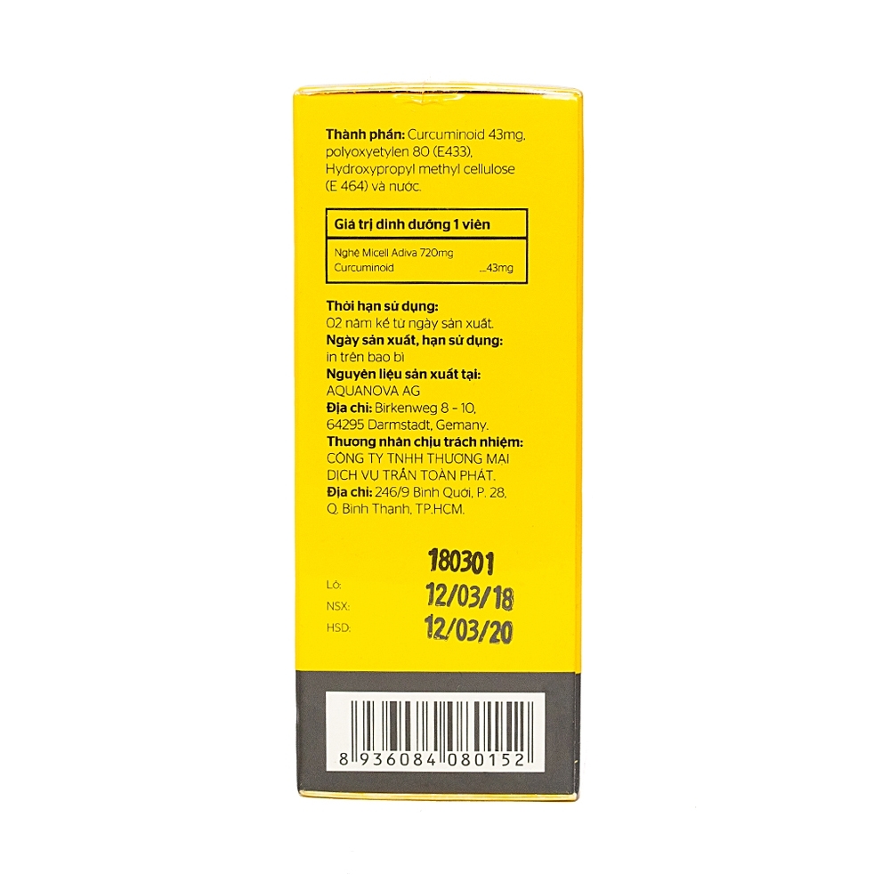 Hình ảnh Viên uống Nghệ Micell Adiva hỗ trợ điều trị viêm loét dạ dày, giúp giảm tổn thương niêm mạc dạ dày (30 viên)