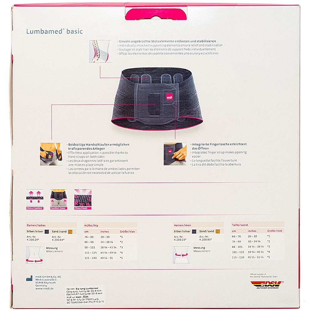 Hình ảnh Đai lưng Lumbamed Basic Women size II Medi chuyên dùng cho bệnh lý thoát vị đĩa đệm, thoái hóa đốt sống