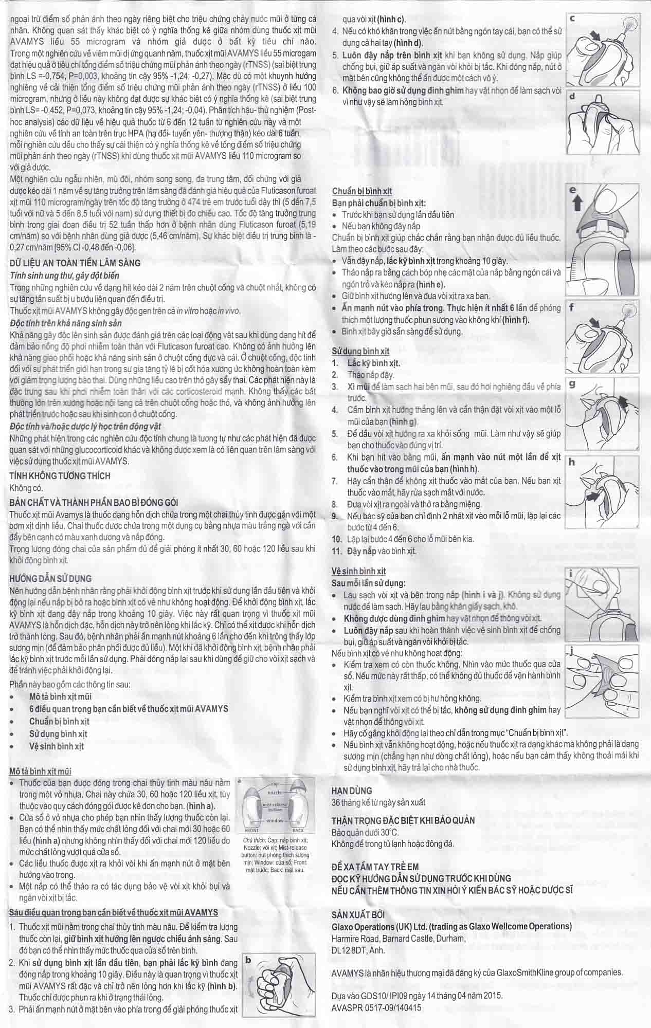 Hình ảnh Thuốc xịt mũi Avamys 27.5mcg GSK điều trị chảy nước mũi, xung huyết mũi (30 liều xịt)