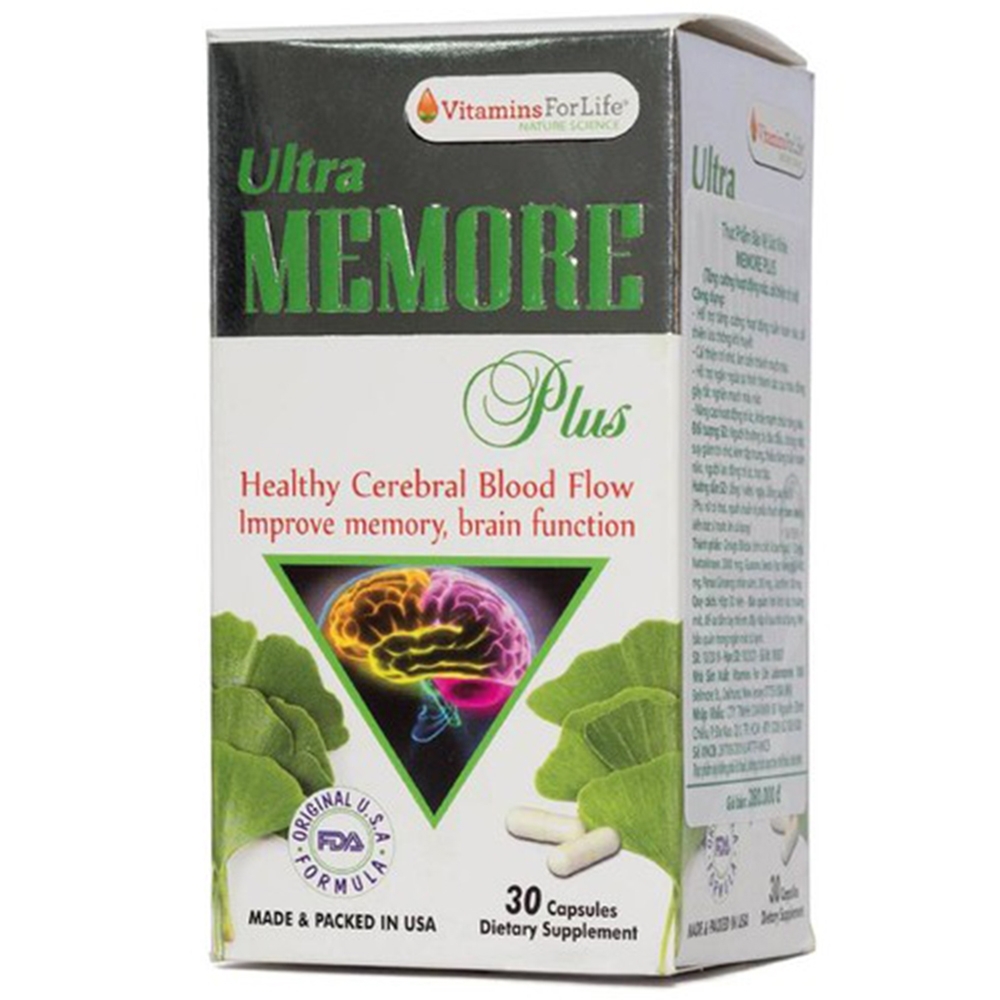 Hình ảnh Viên uống Ultra Memore Plus Vitamins For Life hỗ trợ tăng cường hoạt động tuần hoàn não (30 viên)