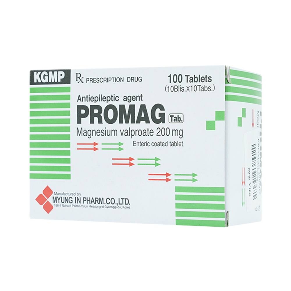 Hình ảnh Thuốc Promag Tab 200mg Myung In Pharm điều trị động kinh (10 vỉ x 10 viên)