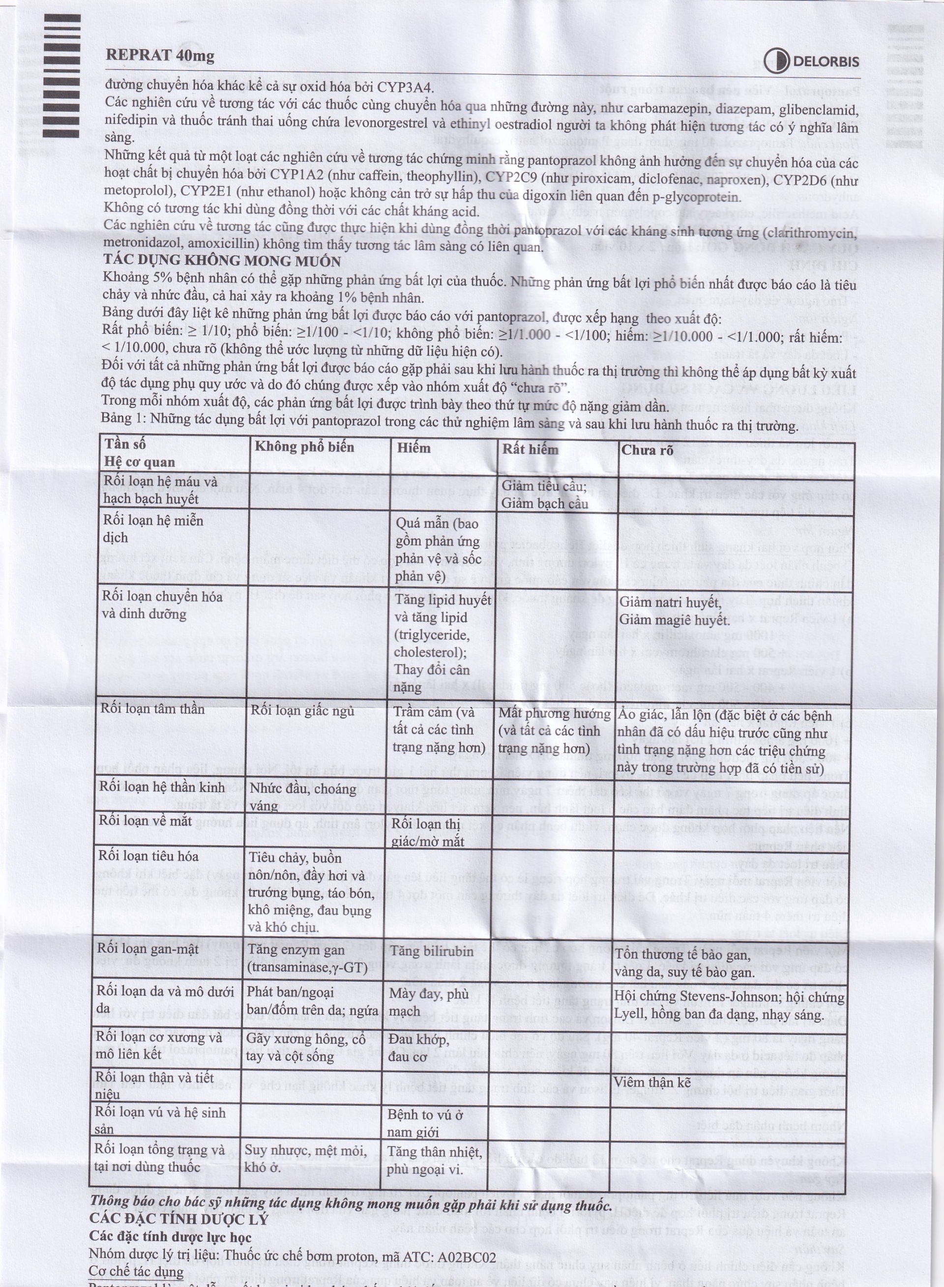 Hình ảnh Thuốc Reprat 40mg Delorbis điều trị trào ngược dạ dày, thực quản (2 vỉ x 10 viên)