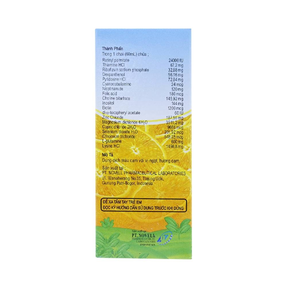 Hình ảnh Siro NovellZamel bổ sung vitamin, khoáng chất cho trẻ em (60ml)