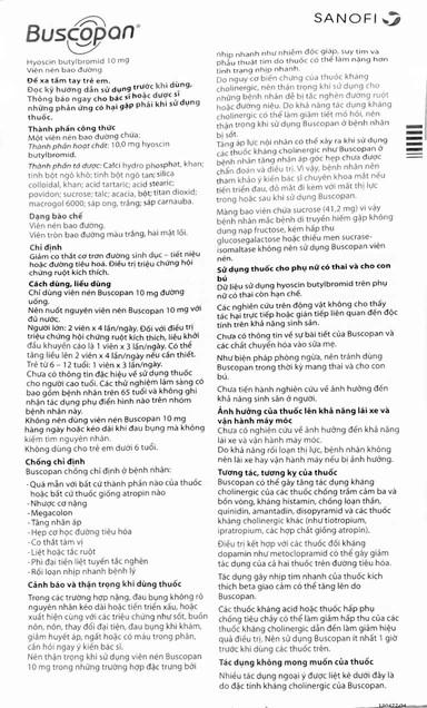 Hình ảnh Thuốc Buscopan Boehringer giảm co thắt cơ trơn đường sinh dục, tiết niệu, đường tiêu hóa (5 vỉ x 20 viên)
